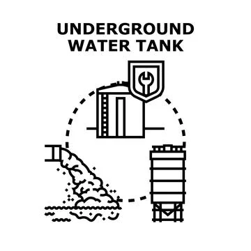 Underground water tank system working with wastewater discharge Stock Illustration