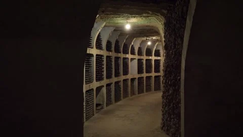 Underground Wine Cellar at Mileștii Mici Winery in Moldova Stock Footage 346268036