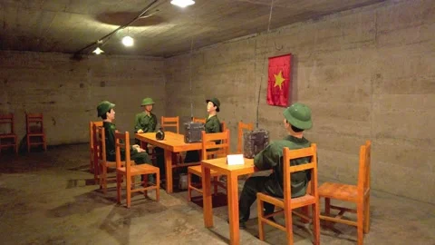 Underground World War II bunker at Cannon Fort in the island jungle with Stock Footage 132992527
