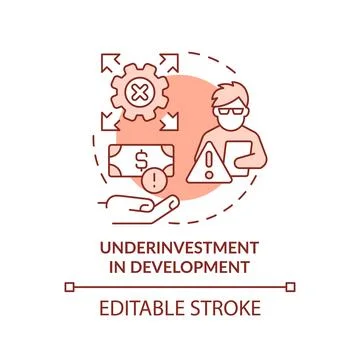 Underinvestment in development red concept icon 스톡 일러스트