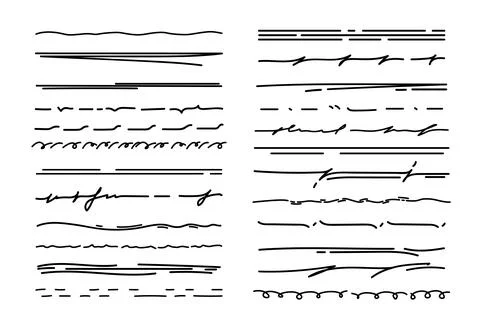 Underline scribble doodle lines, pencil strokes Stockillustratie