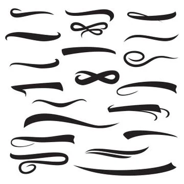 Underlines Lettering Lines Set Isolated On White Background. Vintage Elements Stock Illustration