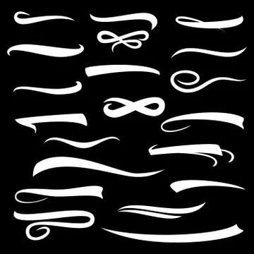 Underlines Lettering Lines Set Isolated. Handwritten Letter. Vintage Elements Stock Illustration