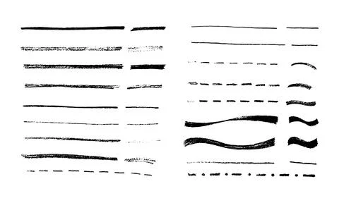 Underlining highlight pencil crayon hand draw lines set. Vector stock Stock Illustration