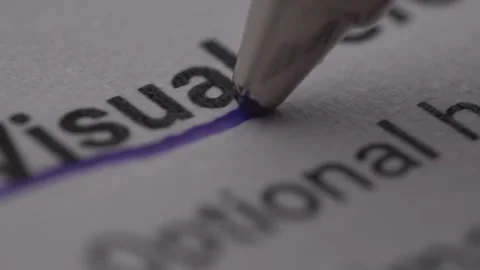 Underlining 'Visual' with a Pen on Paper. Stock Footage 266899960