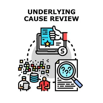 Underlying cause review process finding solutions Stock Illustration