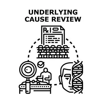 Underlying cause review process for problem investigation Stock Illustration