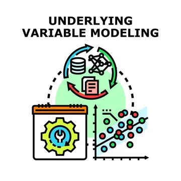 Underlying variable modeling data analytics process Stock Illustration