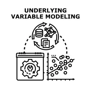 Underlying variable modeling data analytics process Stock Illustration