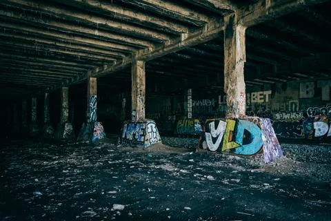 Underneath Abandoned Bridge Stock-Fotos