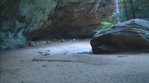 Underneath Ash Cave Dome in Ohio Stock Footage 761597