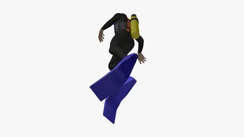 UNDERNEATH BACK LEFT AXO VIEW OF SEA DIVER UPRIGHT SWIMMING Vídeos de archivo 98707708