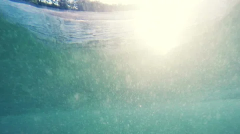 Underneath Blue Ocean Wave Stock Footage 52045476