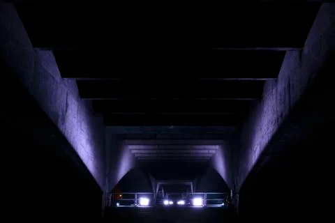 Underneath an illuminated Waterloo Bridge Stock Photos
