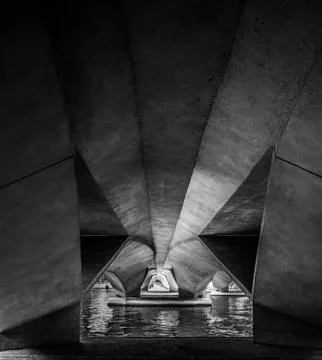 Underneath a large bridge Stock Photos