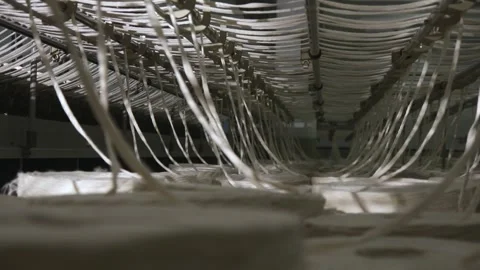 Underneath Large Textile Loom, Machine, Clothing Factory, Punjab Pakistan Stock Footage 248413564