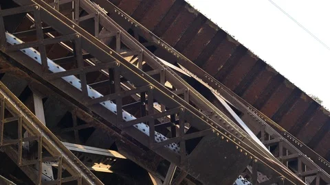 Underneath train overpass close up Stock Footage 127188213