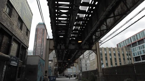 Underneath Train Passing on Tracks 스톡 동영상 112948396