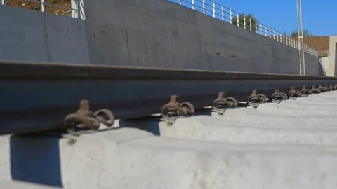 Underpass and tunnel for the construction of a new railway line. Detail of se Stock-Footage 107565181