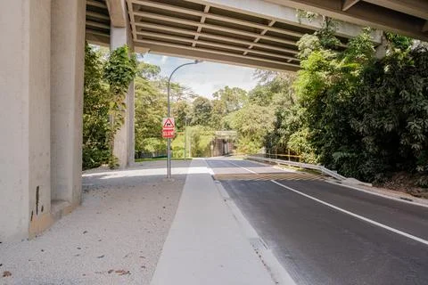 Underpass Bridge Road Slow Warning Stock Photos