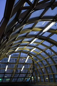 The underpass is illuminated in the evening Stock Photos