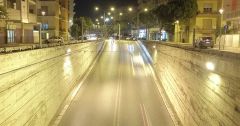 Underpass road night Stock Footage 79001411