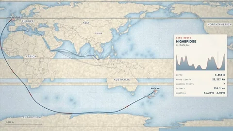 Undersea Cable Route Map From Highbridge To Raglan Stock Footage 344037437