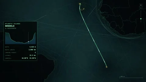 Undersea Cable Route Map From Mindelo To Ascension Видео 344027746