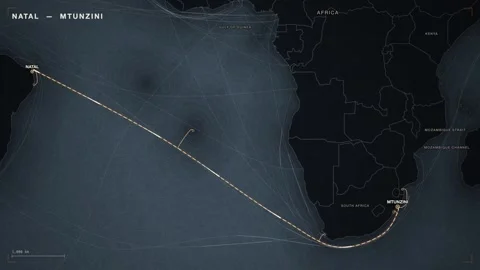 Undersea Cable Route Map From Natal To Mtunzini Stock Footage 344038294