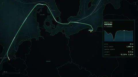 Undersea Cable Route Map From Ostend To Gdansk 스톡 동영상 344037211