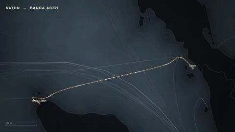 Undersea Cable Route Map From Satun To Banda Aceh Stock Footage 344037316
