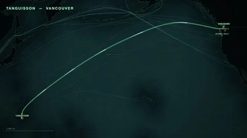 Undersea Cable Route Map From Tanguisson To Vancouver Stock Footage 344037788
