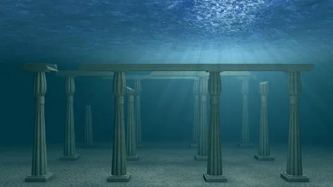 Undersea ruins background Stock Illustration