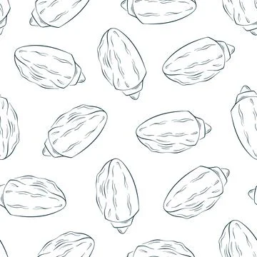 Undersea seamless pattern of seashells in line art style. Hand drawn, flat 스톡 일러스트