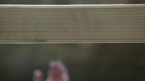 Underside of Auger Drilling Into Wood Stock Footage 81196903