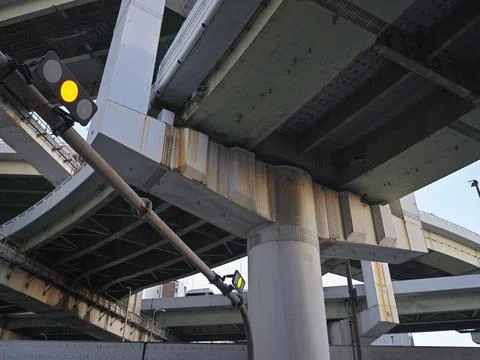 The underside of an elevated expressway interchange, Japan Stock Photos
