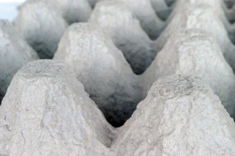Underside of an Empty Biodegradable Molded Pulp Fiber Egg Carton Tray. Stock Photos