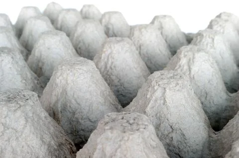 Underside of an Empty Biodegradable Molded Pulp Fiber Egg Carton Tray. Stock Photos