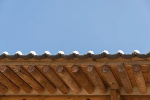 Underside of korean traditional eaves Stock Photos