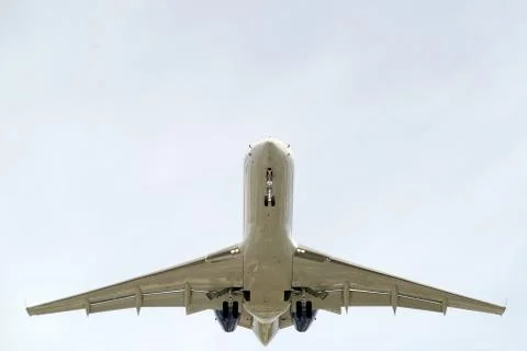 The underside of a modern airplane with its flaps Stock Photos
