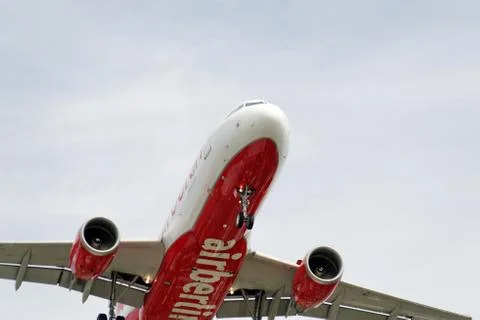The underside of a modern airplane with its flaps Stock Photos