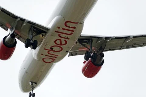 The underside of a modern airplane with its flaps Stock Photos