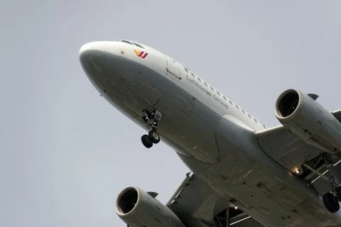 The underside of a modern airplane with its flaps Stock Photos