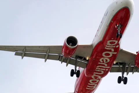 The underside of a modern airplane with its flaps Stock Photos