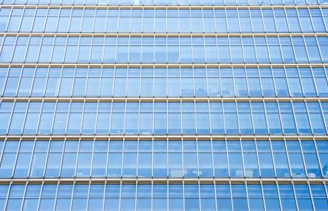 Underside panoramic and perspective view to steel blue glass high rise buildi 스톡 사진