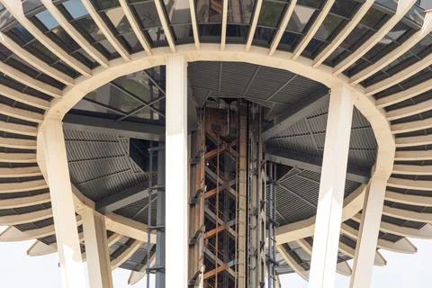 Underside of the Space Needle observation deck in Seattle Stock-Fotos