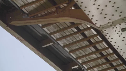 Underside Structure of Roberto Clemente Bridge in Pittsburgh Stock Footage 331984382