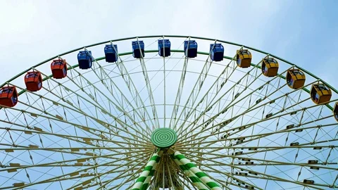 Underside view of a ferris wheel at Minnesota State Fair Stock Footage 95240367