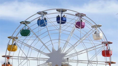 Underside view of a ferris wheel over blue sky Stock Footage 101766545
