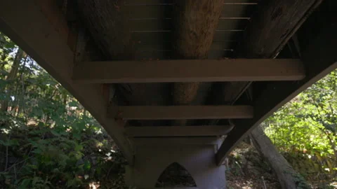An underside view of a wooden bridge Stock Footage 319351724